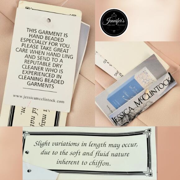 Jessica McClintock NWT Blush Sheer Hand Beaded Sleeveless Satin Dress Size 6 - Picture 13 of 15